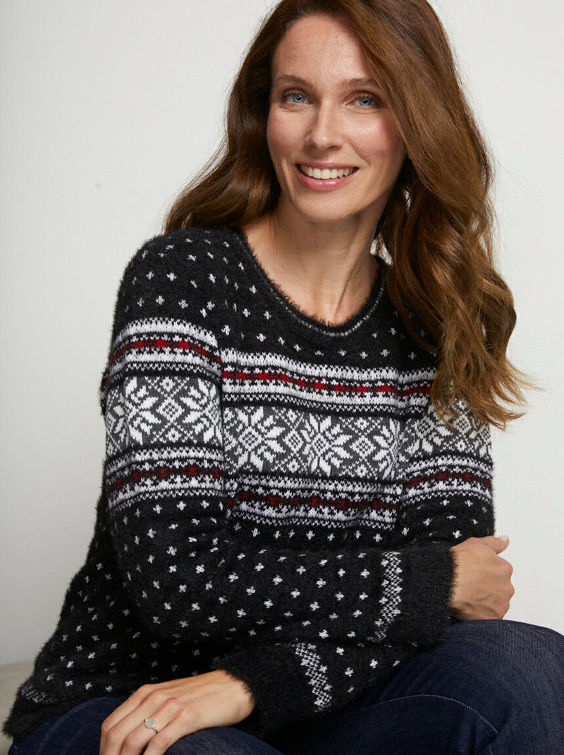 Pull de Noël version festive Noir Rouge - Kiabi