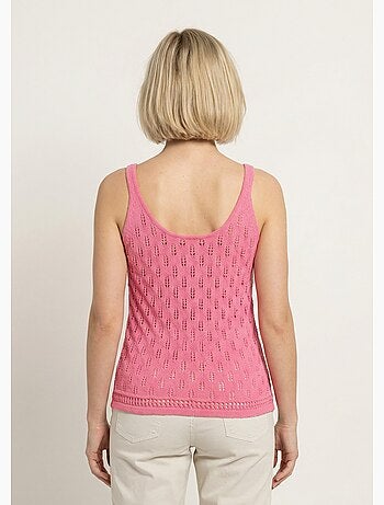 Pull débardeur court ajouré uni coton - afibel