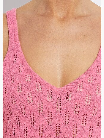 Pull débardeur court ajouré uni coton - afibel