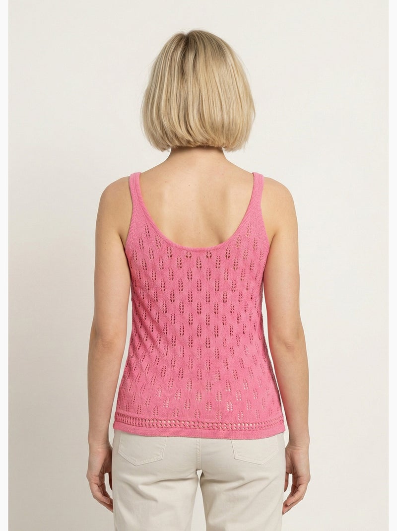 Pull débardeur court ajouré uni coton - afibel Rose - Kiabi