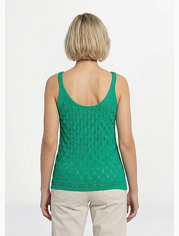 Pull débardeur court ajouré uni coton - afibel