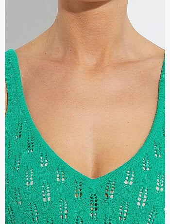 Pull débardeur court ajouré uni coton - afibel