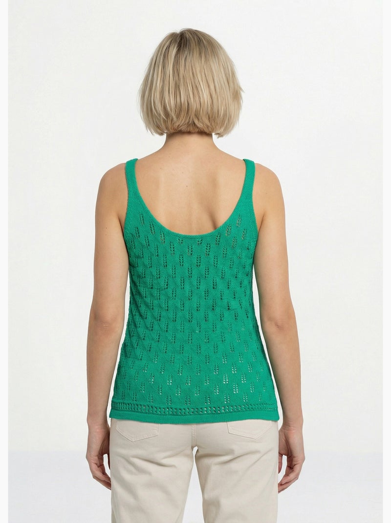 Pull débardeur court ajouré uni coton - afibel Vert - Kiabi