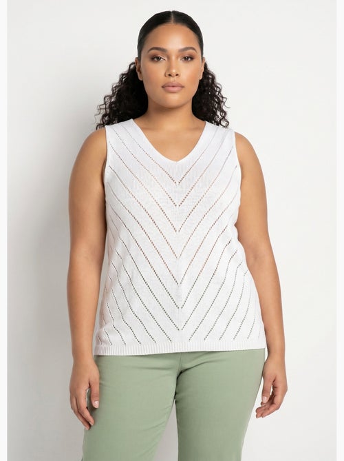 Pull débardeur fin ajouré coton - Afibel - Kiabi