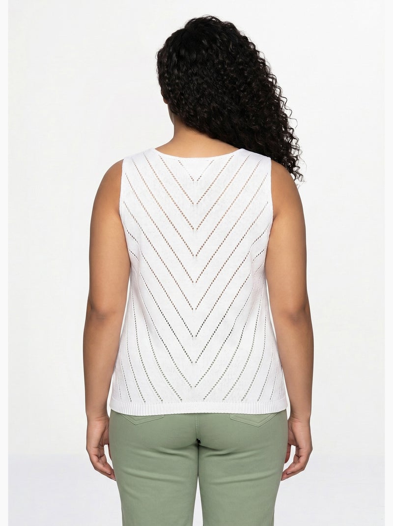 Pull débardeur fin ajouré coton - Afibel Blanc - Kiabi