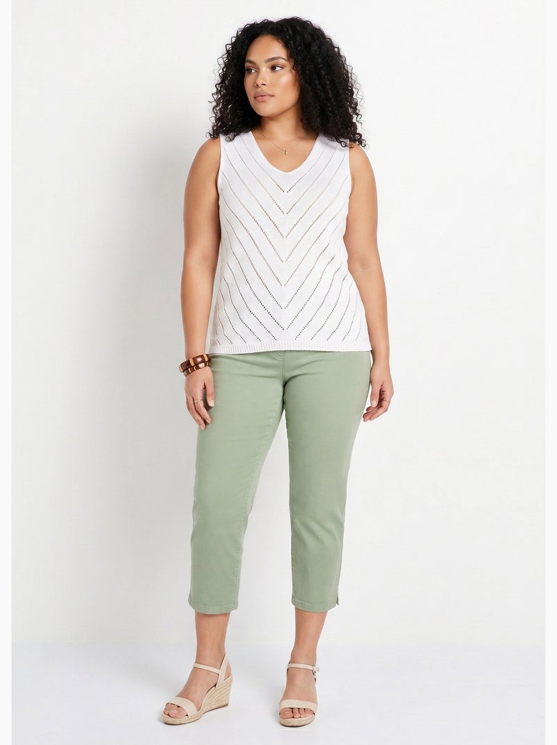 Pull débardeur fin ajouré coton - Afibel Blanc - Kiabi