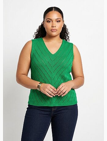 Pull débardeur fin ajouré coton - Afibel