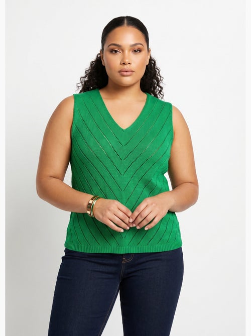 Pull débardeur fin ajouré coton - Afibel - Kiabi