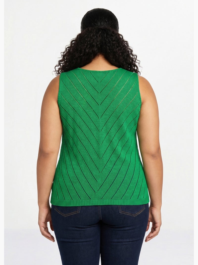 Pull débardeur fin ajouré coton - Afibel Vert - Kiabi