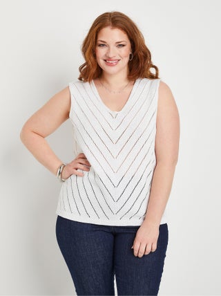 Pull débardeur fin ajouré coton