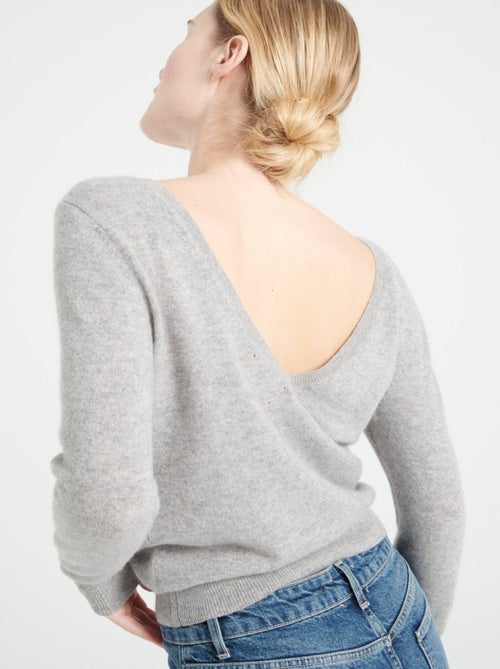 Pull décolleté V dans le dos femme 100% cachemire - MIA 7 - Kiabi