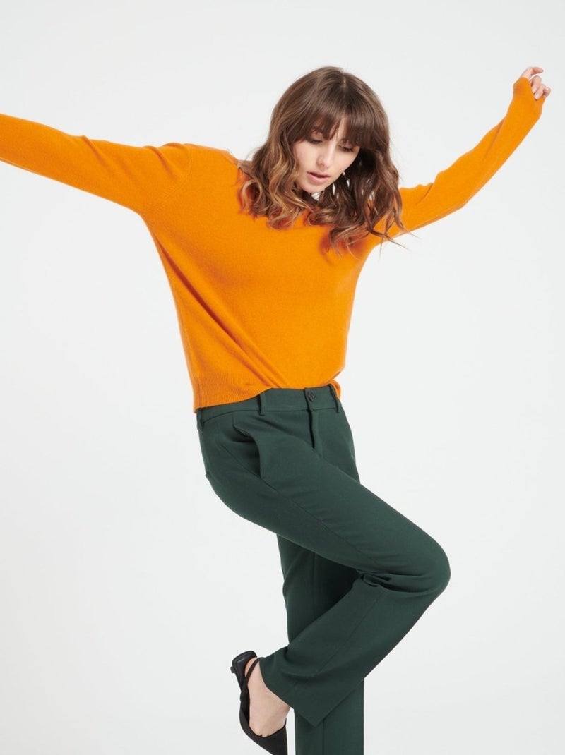 Pull décolleté V dans le dos femme 100% cachemire - MIA 7 Orange - Kiabi