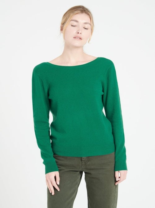 Pull décolleté V dans le dos femme 100% cachemire - MIA 7 - Kiabi