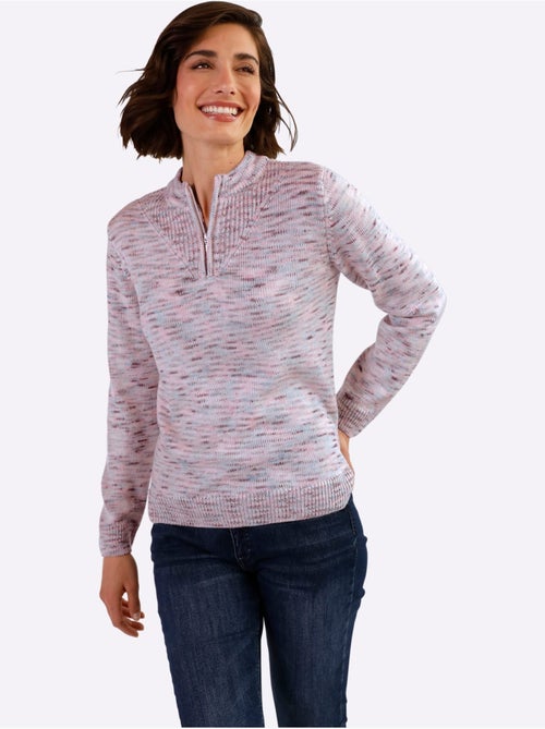 Pull décontracté à col montant avec finition côtelée et glissière - Taille standard - Moda Vilona - Kiabi Pull décontracté à col montant avec finition côtelée et glissière - Taille standard - Moda Vilona - Kiabi