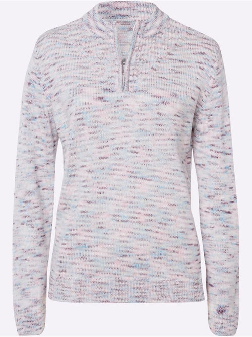 Pull décontracté avec col montant à glissière et finitions côtelées - Taille standard - Moda Vilona - Kiabi Pull décontracté avec col montant à glissière et finitions côtelées - Taille standard - Moda Vilona - Kiabi