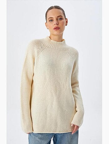 Pull demi-col roulé en maille épaisse mixray