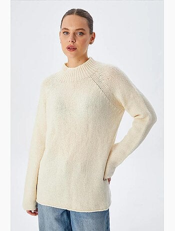 Pull demi-col roulé en maille épaisse mixray