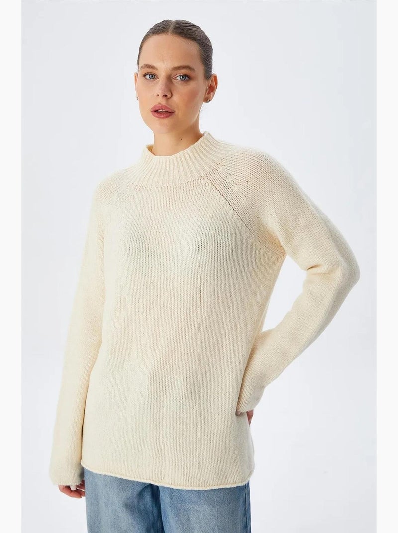Pull demi-col roulé en maille épaisse mixray Beige - Kiabi