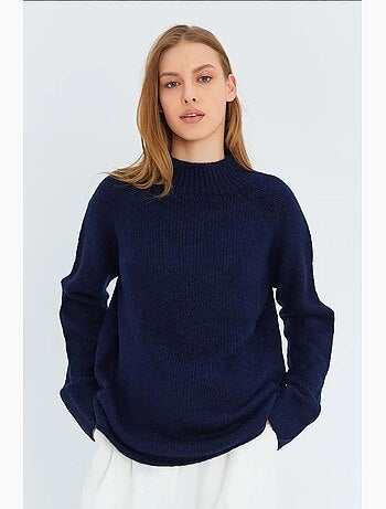 Pull demi-col roulé en maille épaisse mixray