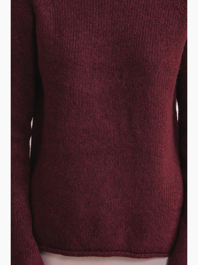 Pull demi-col roulé en maille épaisse mixray Rouge bordeaux - Kiabi