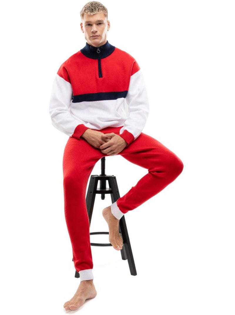 Pull demi-zip en maille homme homme sapporo Rouge - Kiabi