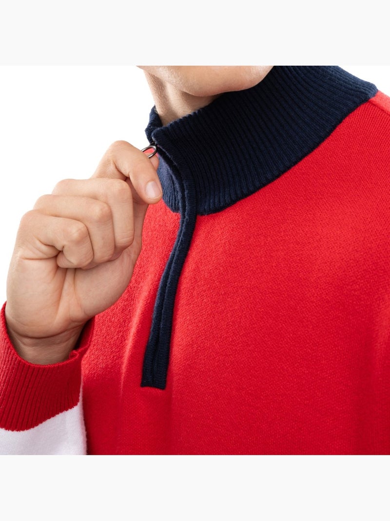Pull demi-zip en maille homme homme sapporo Rouge - Kiabi