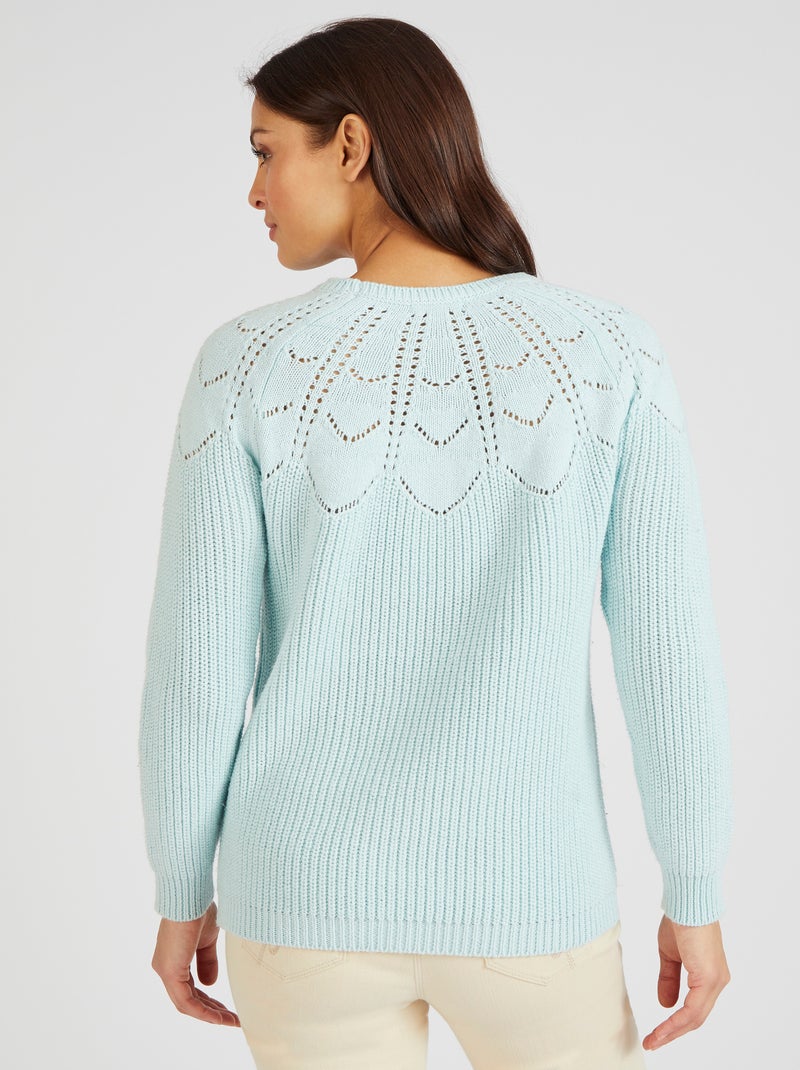 Pull détails ajourés - Damart Bleu clair - Kiabi