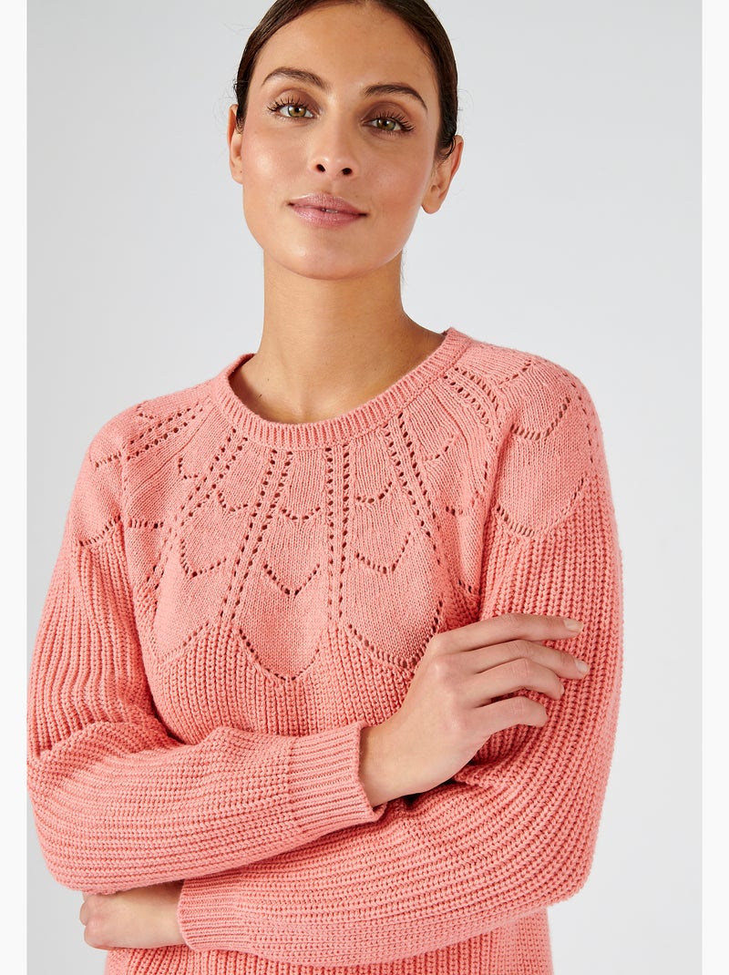 Pull détails ajourés - Damart Corail - Kiabi