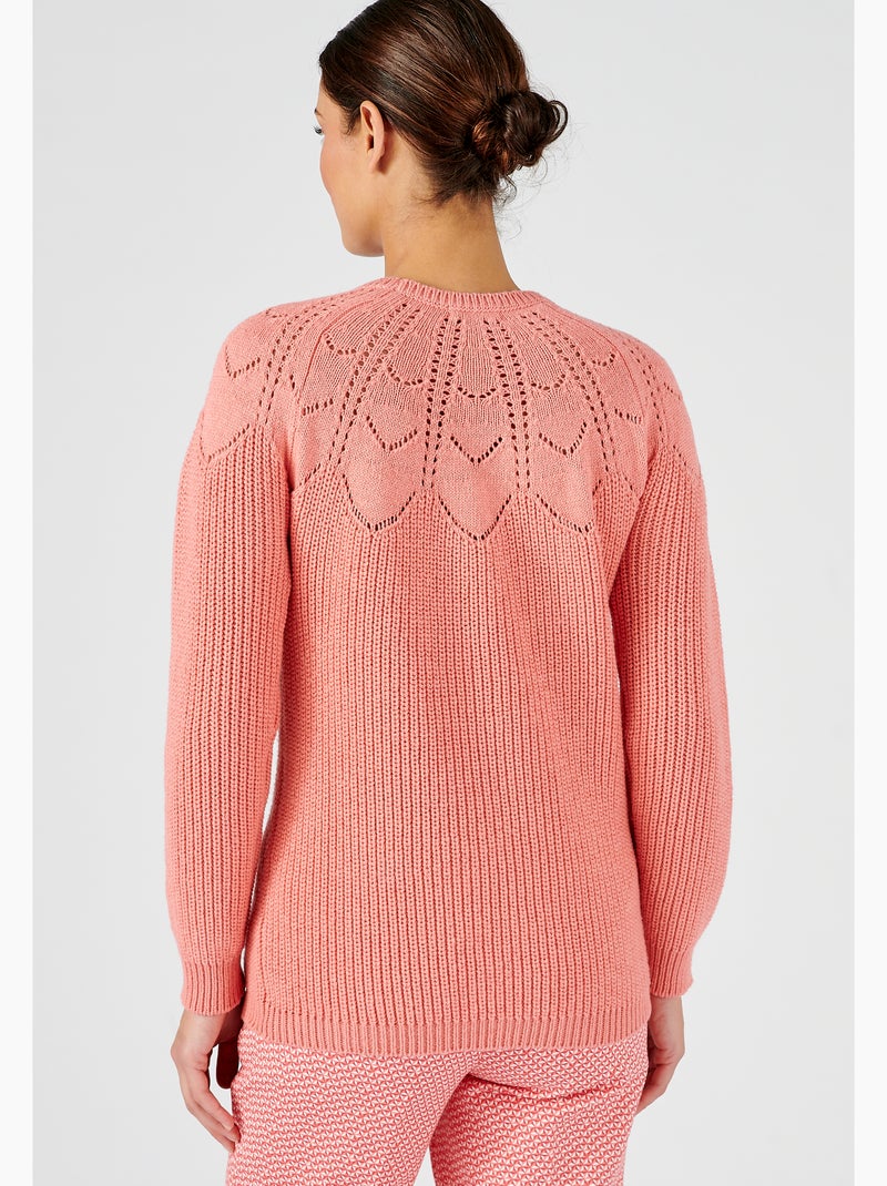 Pull détails ajourés - Damart Corail - Kiabi