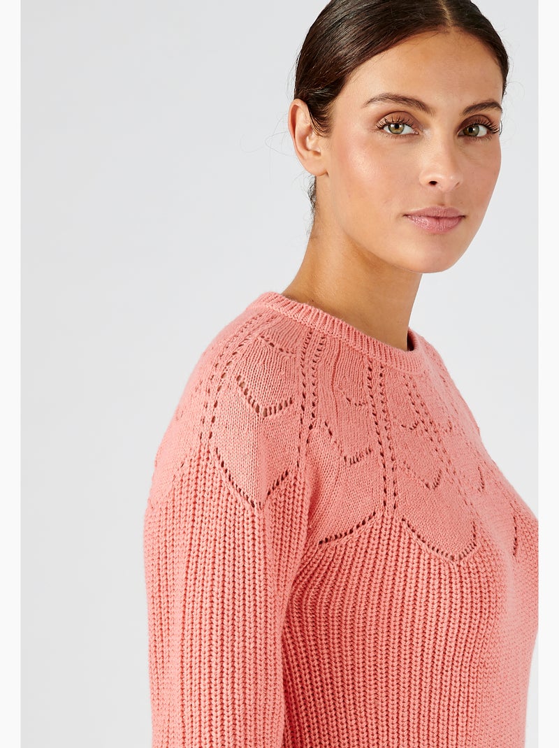 Pull détails ajourés - Damart Corail - Kiabi