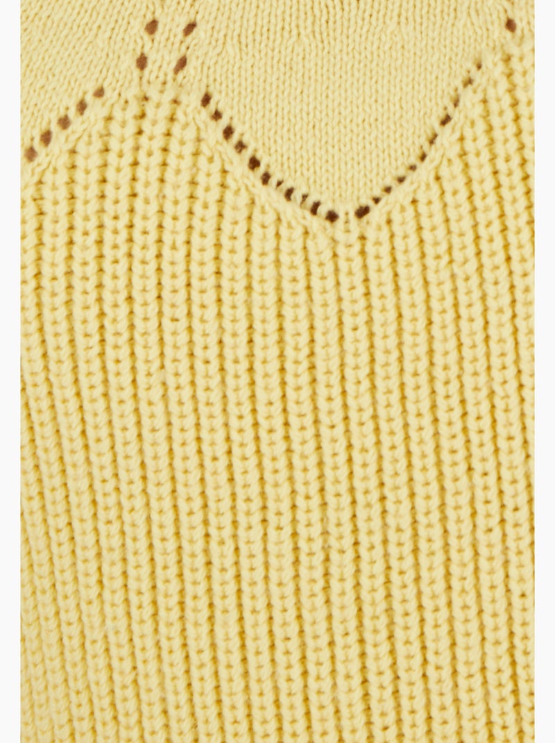 Pull détails ajourés - Damart Jaune pâle - Kiabi