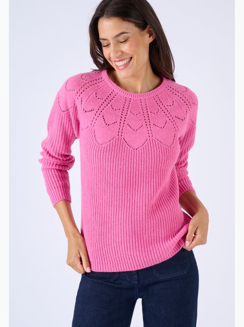 Pull détails ajourés - damart - Kiabi