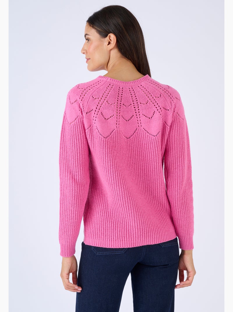 Pull détails ajourés - damart Rose fushia - Kiabi