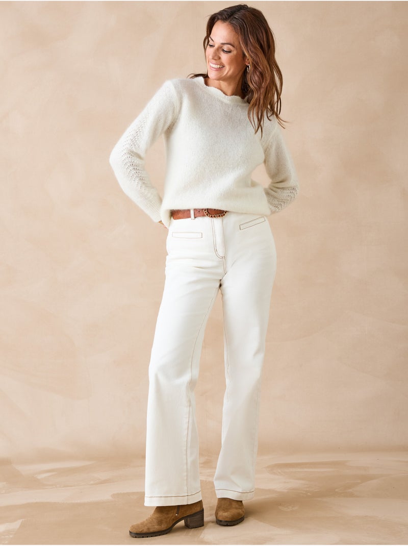 Pull détails ajourés fantaisie - DAXON Ecru - Kiabi