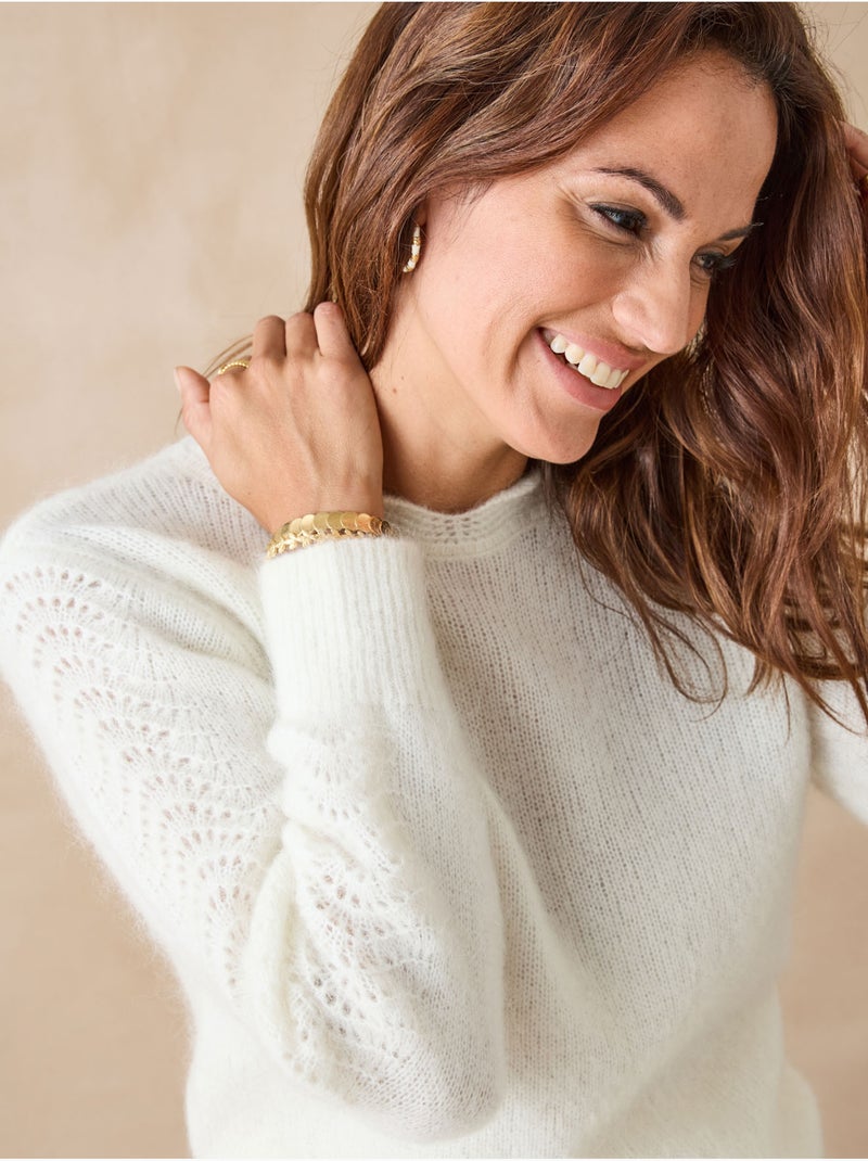 Pull détails ajourés fantaisie - DAXON Ecru - Kiabi