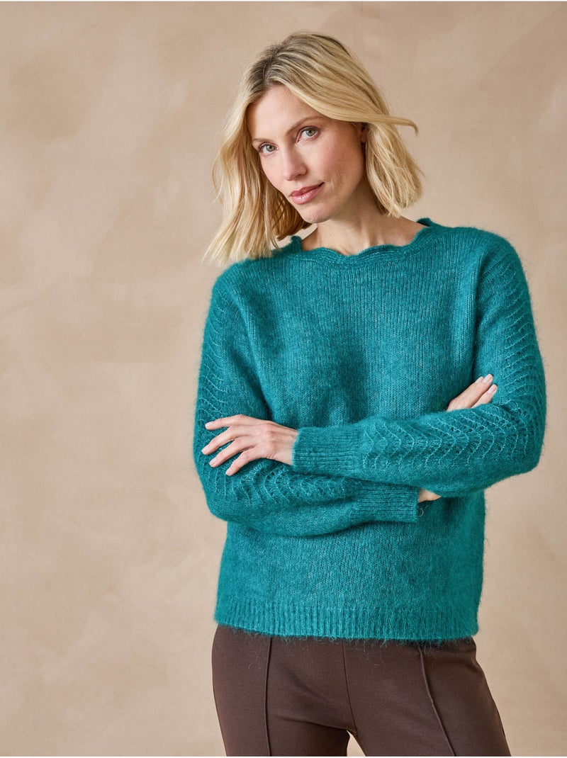 Pull détails ajourés fantaisie - DAXON Vert émeraude - Kiabi