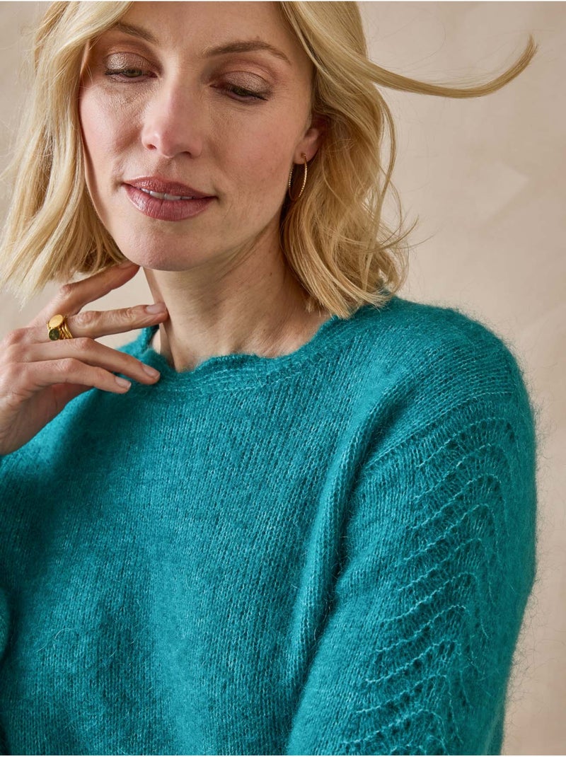 Pull détails ajourés fantaisie - DAXON Vert émeraude - Kiabi