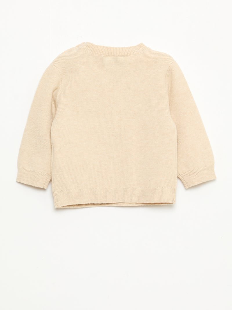 Pull 'Disney' 'Bambi' en tricot avec animation fantaisie Beige - Kiabi
