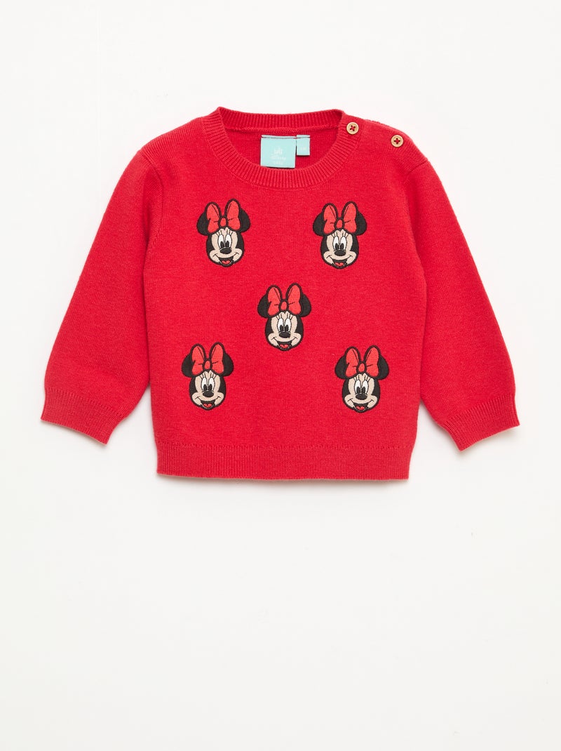 Pull 'Disney' 'Minnie' en tricot avec animation fantaisie Rouge
