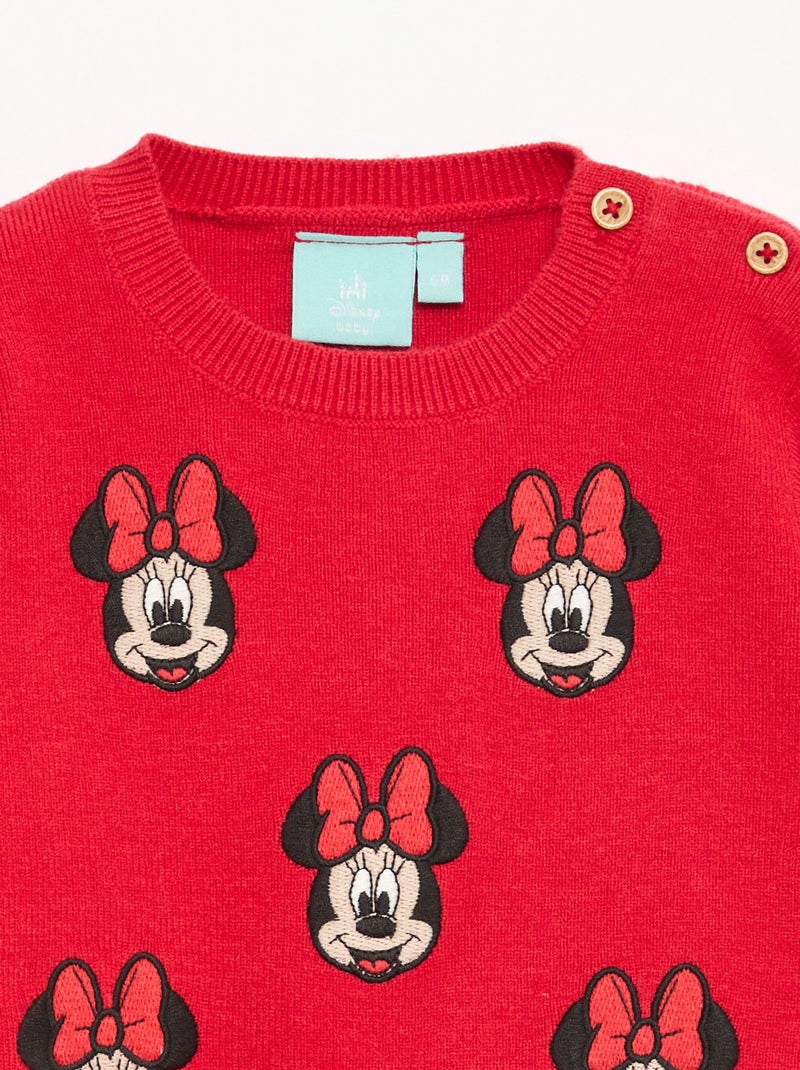 Pull 'Disney' 'Minnie' en tricot avec animation fantaisie Rouge - Kiabi