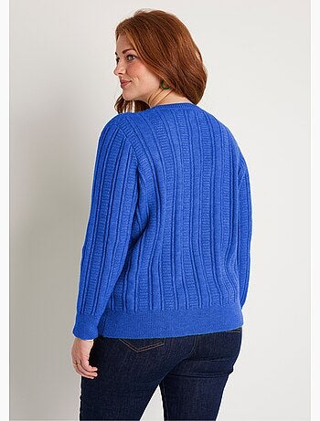 Pull doux ajouré boules col rond - Afibel