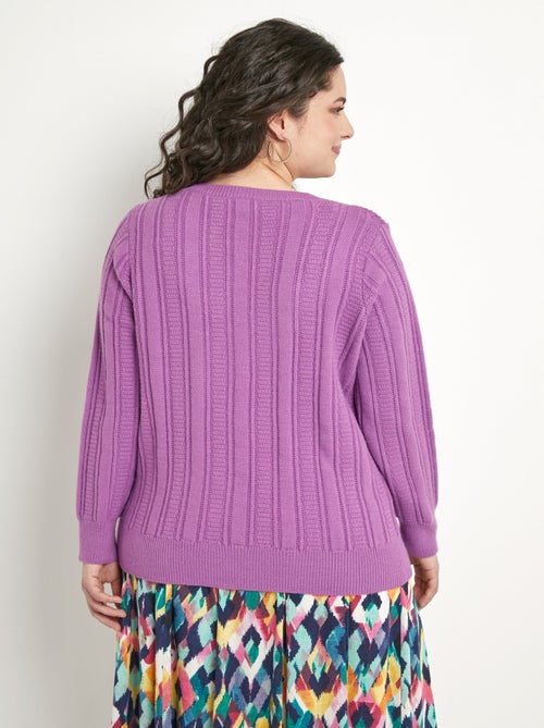 Pull doux ajouré boules col rond - Afibel - Kiabi