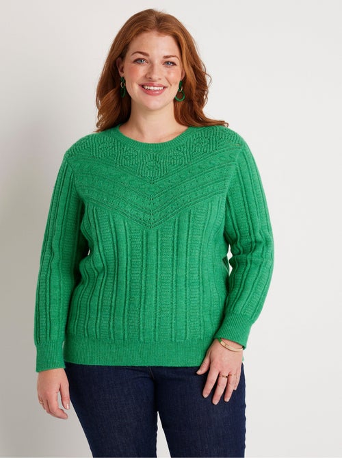 Pull doux ajouré boules col rond - Afibel - Kiabi Pull doux ajouré boules col rond - Afibel - Kiabi