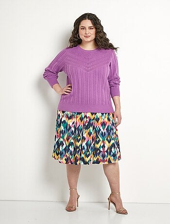 Pull doux ajouré boules col rond