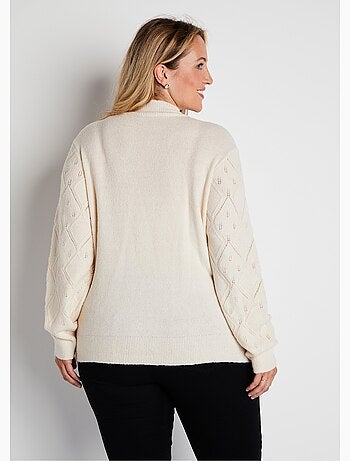 Pull doux ajouré perlé col montant - Afibel