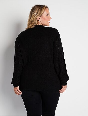 Pull doux ajouré perlé col montant - Afibel