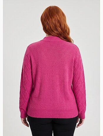 Pull doux ajouré perlé col montant - Afibel