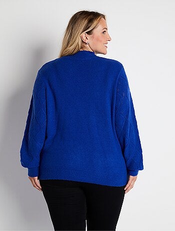 Pull doux ajouré perlé col montant