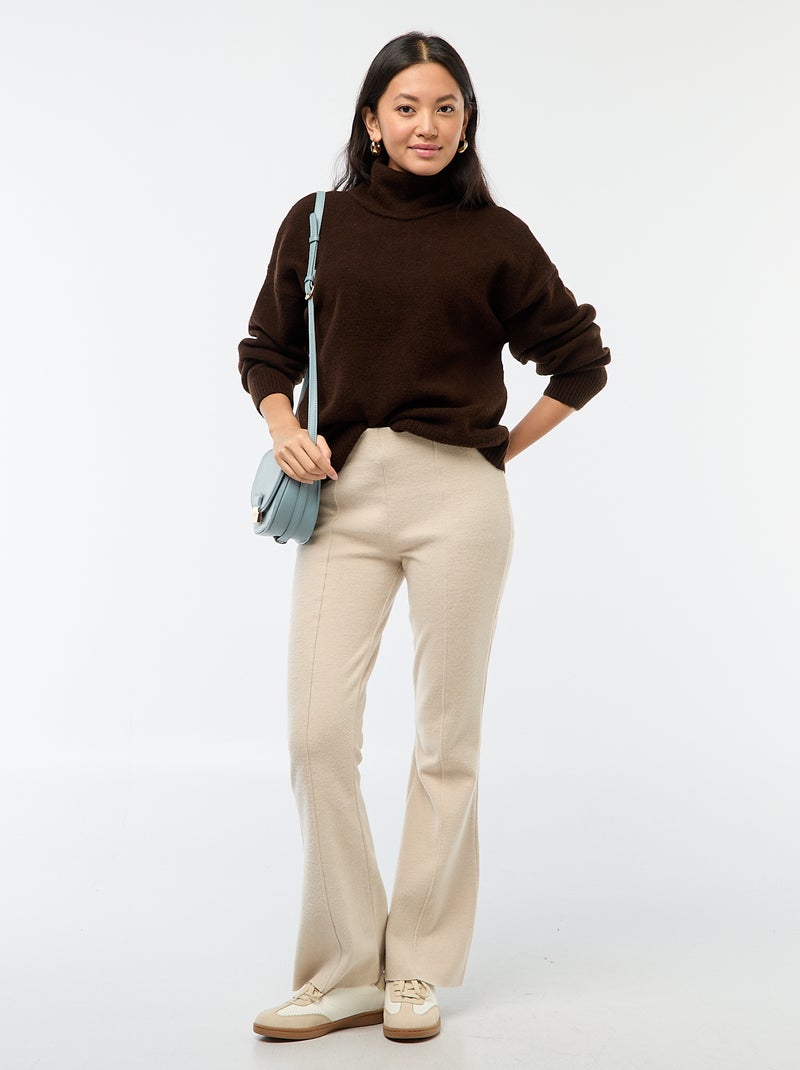 Pull doux avec fente bijou au dos Marron - Kiabi