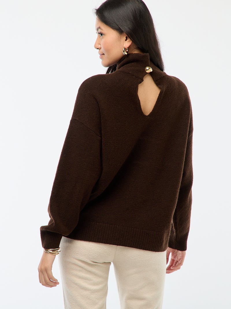 Pull doux avec fente bijou au dos Marron - Kiabi